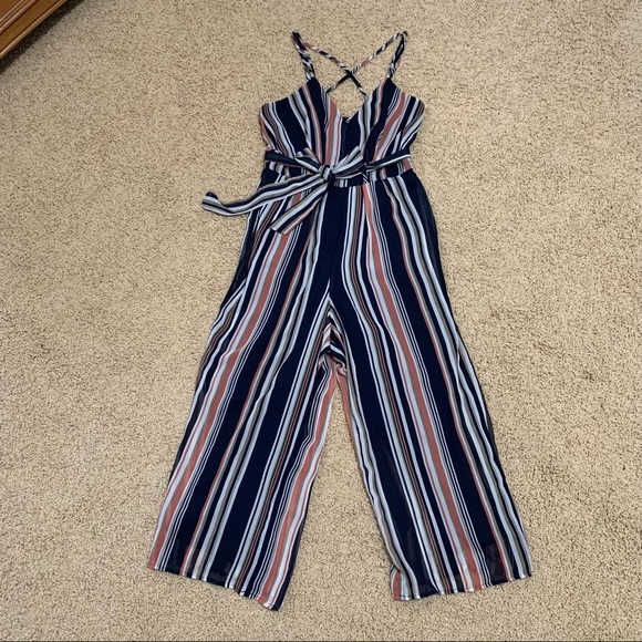 🍑 Striped Wide Leg Jumpsuit - Picture 5 of 6